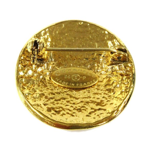 Authentic CHANEL CC Medallion Motif Brooch Pin Corsage Gold-Tone 94P Vintage - Picture 3 of 4